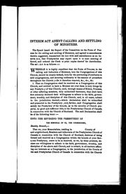 Cover of: Interim act anent calling and settling of ministers