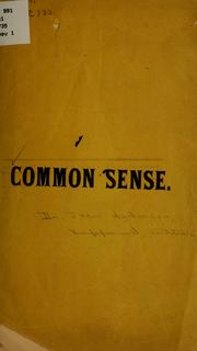 Cover of: Common sense