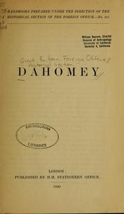 Cover of: Dahomey by Great Britain. Foreign Office. Historical Section