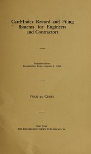 Cover of: Card-index record and filing systems for engineers and contractors ... by 