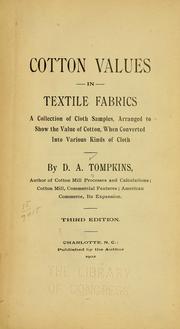 Cover of: Cotton values in textile fabrics
