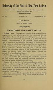 Cover of: Educational legislation...