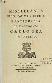 Cover of: Miscellanea filologica critica e antiquaria