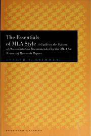 Cover of: The essentials of MLA style by Joseph F. Trimmer