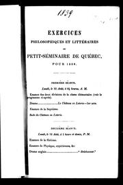 Cover of: Exercices philosophiques et littéraires du Petit-séminaire de Québec pour 1839