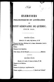 Cover of: Exercices philosophiques et littéraires du Petit séminaire de Québec pour 1840