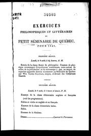 Cover of: Exercices philosophiques et littéraires du Petit séminaire de Québec pour 1841