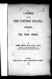 Cover of: A ramble through the United States, Canada, and the West Indies by John Shaw