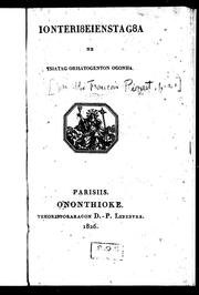 Cover of: Ionteri8eienstag8a ne tsiatag ori8atogenton ogonha by François Piquet