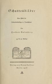 Cover of: Schattenbilder by Herbert Eulenberg