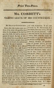 Cover of: Mr. Cobbett's taking leave of his countrymen