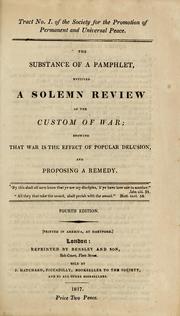 Cover of: The substance of a pamphlet, entitled A solemn review of the custom of war by Noah Worcester
