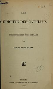 Cover of: Die Gedichte des Catullus by Gaius Valerius Catullus