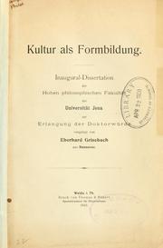 Cover of: Kultur als Formbildung by Eberhard Grisebach
