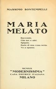 Cover of: Maria Melato by Massimo Bontempelli