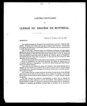 Lettre circulaire au clergé du diocèse de Montréal by Église catholique. Diocèse de Montréal. Évêque (1840-1876 : Bourget)