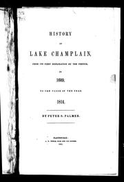 Cover of: History of Lake Champlain, from its first exploration by the French, in 1609, to the close of the year 1814