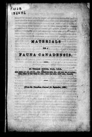 Cover of: Materials for a fauna canadensis