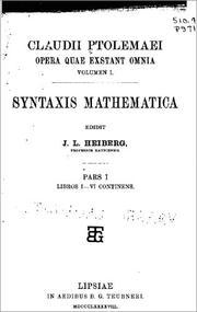 Cover of: Claudii Ptolemaei Opera quae exstant omnia by Edidit J. L. Heiberg, ...