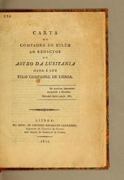 Cover of: Carta do compadre de Belém ao redactor do Astro da Lusitania