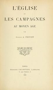 Cover of: L'Église et les campagnes au moyen age