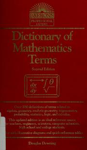 Cover of: Dictionary of mathematics terms by Douglas Downing