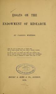 Cover of: Essays on the endowment of research