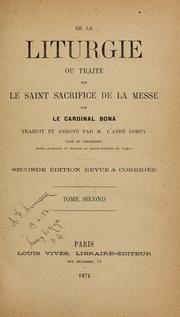 Cover of: De la liturgie by Bona, Giovanni cardinal