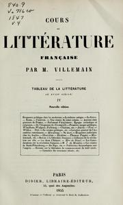 Cover of: Cours de littérature française. Tableau de la littérature au XVIIIe siècle by Abel-François Villemain