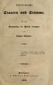 Cover of: Oberdeutsche Staaten und Stamme by Gustav Schlesier