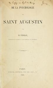 Cover of: De la psychologie de Saint Augustin