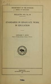 Cover of: Standards in graduate work in education