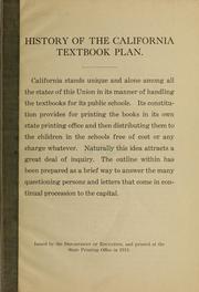 Cover of: History of the California text-book plan