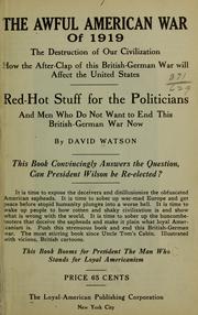 Cover of: The awful American war of 1919