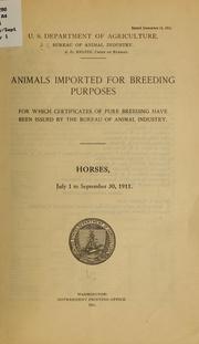Cover of: Animals imported for breeding purposes for which certificates of pure breeding have been issued by the Bureau of animal industry