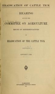 Cover of: Eradication of cattle tick