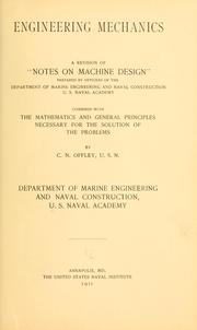 Cover of: Engineering mechanics: a revision of "Notes on machine design,"