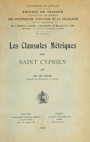 Cover of: Les clausules métriques dans Saint-Cyprien