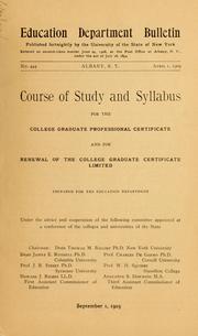 Cover of: Course of study and syllabus for the college graduate professional certificate and for renewal of the college graduate certificate limited