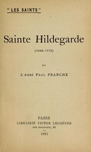 Cover of: Sainte Hildegarde (1098-1179) by Paul Franche
