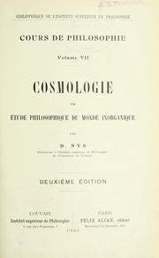 Cover of: Cosmologie: ou, Étude philosophique du monde inorganique