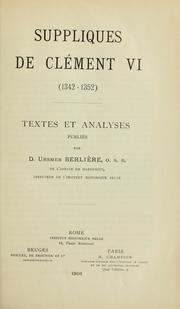 Cover of: Suppliques de Clément VI (1342-1352) by Catholic Church. Pope, 1342-1352 (Clemens VI)