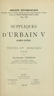 Cover of: Suppliques d'Urbain V (1362-1370) by Catholic Church. Pope (1362-1370 : Urban V), Catholic Church. Pope (1362-1370 : Urban V)