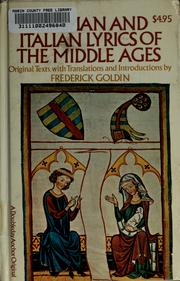 Cover of: German and Italian lyrics of the Middle Ages: an anthology and a history.