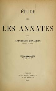 Cover of: Étude sur les annates by F. Mahon de Monaghan