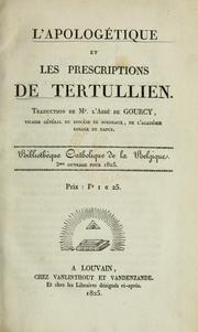 Cover of: L'Apologétique et les prescriptions de Tertullien