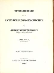 Cover of: Untersuchungen über die Entwicklungsgeschichte der Geburtshelferkrœte (Alytes obstetricans)