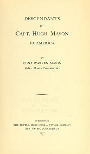 Cover of: Descendants of Capt. Hugh Mason in America by Edna Warren Mason