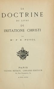 Cover of: La Doctrine du livre de Imitatione Christi