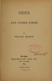 Cover of: Odes and other poems